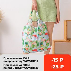 Sacs de rangement femmes pliable Eco sac à provisions fourre-tout pochette Portable réutilisable épicerie Cactus Flamingo points