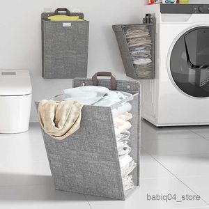 Storage Baskets Cotton Laundry Basket with Lid Folding Dirty Clothes Toys Storage Hamper Large Capacity Waterproof Laundry Bag R230726