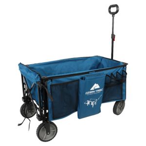 Storage Baskets Quad Folding Camp Wagon with Tailgate Blue 230613
