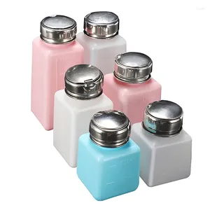 Bouteilles de stockage 100/200 / 250ML Presse à alcool liquide Vernis à ongles antistatique Supprimer le distributeur Nettoyant Pompage Porte-bouteille rechargeable Salon