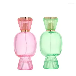 Bouteilles de stockage 100ml 3oz vide verre parfum pompe à sertir cosmétique rechargeable rose vert bonbon forme atomiseur vaporisateur bouteille 6pcs