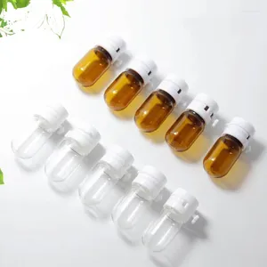 Botellas de almacenamiento 10 unids mini aceite esencial de vidrio ámbar vacío 2 ml envases cosméticos viales de muestra con tapa de lágrima para perfume líquido de esencia