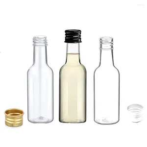 Botellas de almacenamiento 10pcs mini licor 50 ml espíritu de plástico plata/ oro/ tapas negras alcohol s