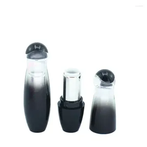 Botellas de almacenamiento 12.1 mm redondo Cambio gradual Tubo de labios Tubo Container cosmético recipiente de plástico Black vacío 50 piezas