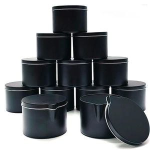 Bouteilles de stockage 12 pièces bougies noires bocaux en étain boîte avec bec verseur petite cire fondre moules Pots bricolage faisant conteneur