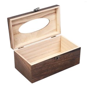 Bouteilles de rangement 1pc Boîte de tissus rétro en bois utile Couvrer en papier support de serviette de serviette décor