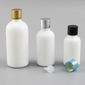Botellas de almacenamiento 200 X Botella de vidrio blanco natural recargable de alta calidad con tapa de aluminio Contenedores de 30 ml 50 ml 100 ml 1 OZ