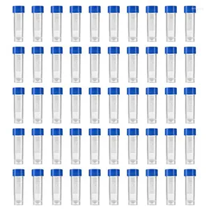 Bouteilles de stockage 200pcs tubes à essai de récipient de flacon gradué 5 ml en plastique bleu avec bouchons à vis
