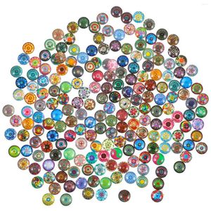 Botellas de almacenamiento 200 unids mosaico impreso cúpula de vidrio patrón de flores cabujones 10 mm azulejos étnicos redondos piedras planas para artesanía joyería de bricolaje