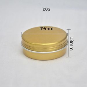 Bouteilles de rangement 20g Gold Métal vide en aluminium Round Tin Box Maquillage Cosmetic Nails Autocollants Lash Clips Clips Jar Pot Boder 50pcs
