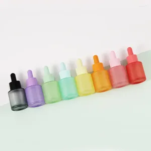 Bouteilles de stockage 288 pièces de luxe vide coloré verre givré barbe huile sérum compte-gouttes emballage 20 ml cosmétique soin de la peau Contianer