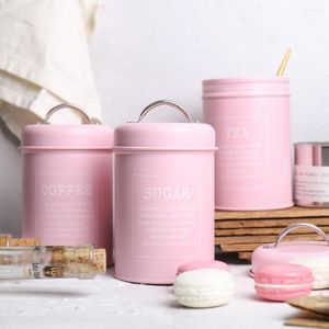Bouteilles de stockage 3 paquets de boîtes de boîtes de thé avec couvercles hermétiques - 10 X 17 cm pour étui à pilules sucre en vrac et café rose