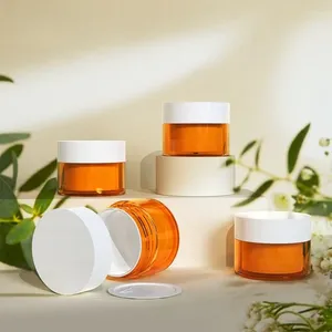 Bouteilles de rangement 30g Amber Brown Glass Cosmetic Jar Face Crème Portable Travel Container Accessoires