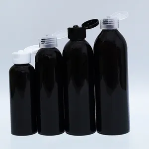 Bouteilles de stockage 30 pièces 100 ml 150 ml 200 ml 250 ml bouteille en plastique noir vide avec capuchon rabattable pour shampooing liquide savon Gel douche emballage cosmétique