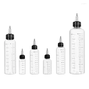 Botellas de almacenamiento 30pcs 30-250 ml de plástico transparente vacío Graduado con twist top negros tatuaje pigmento tinta recipientes cosméticos líquidos