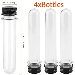 Bouteilles de rangement 4pcs tubes à essai en plastique transparent avec bouchons 40 ml de bonbons pour le laboratoire scientifique des perles de sels de bain