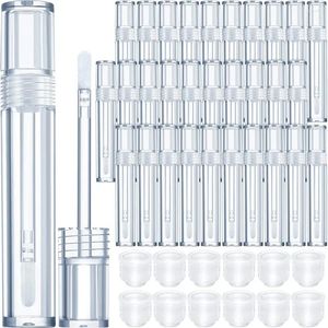 Bouteilles de stockage 50pcs / lot 5ml Vide Transparent Lipgloss Conteneurs Tubes Rond Clair Tube Cosmétique Emballage Brillant À Lèvres Avec Baguette