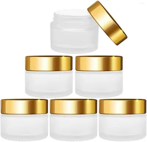 Bouteilles de rangement 6 pcs pots de crème en verre 30 ml grosted clairement vide rechargeable contenant cosmétique pour fond de fond de teint en poudre lâche lotion