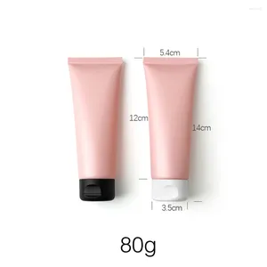 Bouteilles de stockage 80g Matte Rose Vide Tube souple rechargeable 80ml Squeeze Bouteille Cosmétiques Conteneur Crème pour les mains Lotion pour le corps Paquet de voyage