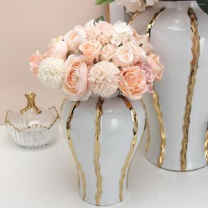 Botellas de almacenamiento florero de cerámica mano de obra fina pantalla tarro de jengibre de porcelana templo para dormitorio bodas sala de estar escritorio de oficina