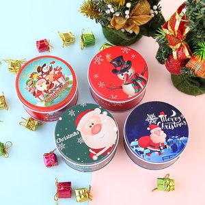 Botellas de almacenamiento, regalo de dulces de Navidad, caja de lata redonda, embalaje de hierro/lata, tarro dulce para niños, decoración de galletas pequeñas