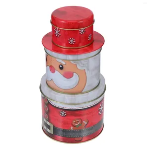 Botellas de almacenamiento Caja de hojalata de navidad Tapa de contenedores Biscuit Jars Tank Baby Cookie