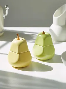 Bouteilles de rangement pot d'assaisonnement en céramique créatif avec cuillère couleur Couleur mignonne simulation de pomme de pomme de cuisine sauce au poivre