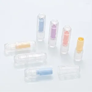 Bouteilles de stockage vide tube de rouge à lèvres losange bleu violet clair jaune emballage cosmétique semi-transparent bricolage 12.1mm conteneurs à lèvres