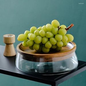 Bouteilles de rangement, bol en verre, boîte avec assiette, récipient transparent à Double couche pour la Collection de salle à manger de Restaurant