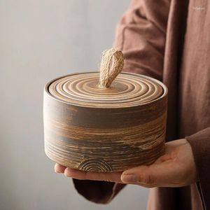 Bouteilles de rangement japonais en céramique rétro pots à épices scellées boîtes à haute température de corde poignée de corde bol pour les céréales