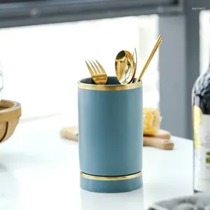 Botellas de almacenamiento de cerámica nórdica, tubo de palillos chinos, escurridor de vajilla para cuchara, cuchillo, caja de tenedor, utensilios de cocina