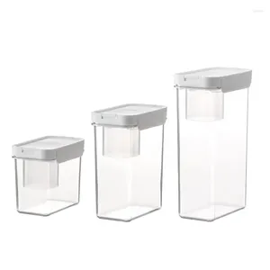 Bouteilles de stockage, conteneurs en plastique avec couvercles à charnière, boîtes à grains rectangulaires transparentes pour le vide alimentaire