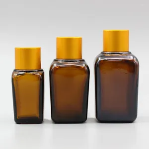 Bouteilles de rangement Portable Perfume Amber Bouteille en verre pour l'huile avec bouchon rechargeable de 20 ml