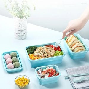 Botellas de almacenamiento Organizador de cocina crisis portátil Plegable Silicona Lunch Box Recipe de plástico Cosas útiles para accesorios