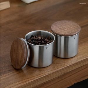 Bouteilles de rangement en acier inoxydable grains grains scellés barils en bois pots en poudre