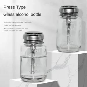 Bouteilles de stockage Type de presse en verre épaissi bouteille d'alcool plaque de lavage gomme à eau acétone résistant à la corrosion vernis à ongles enlever