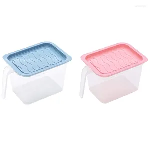 Bouteilles de rangement YO-2Pcs réfrigérateur multicouche boîte de conservation de la fraîcheur scellée dans la cuisine (bleu rose)