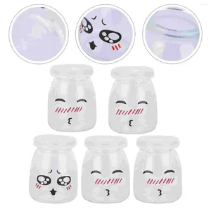 Bouteilles de rangement pots de yaourt pudding en verre avec couvercle pour yogourt caricot animé heatreSistant Bottle Mousse