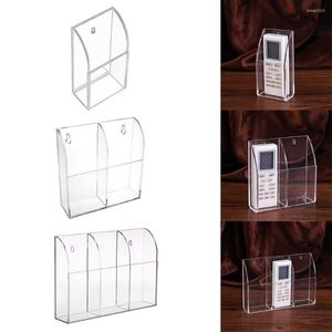 Cajas de almacenamiento de acrílico transparente, caja de Control remoto para colgar en la pared, soporte para brochas de maquillaje, organizador de cosméticos y papelería, 1/2/3 rejillas