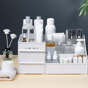 Boîtes de rangement 1pc cosmétiques maquillage boîte organisateur Maquillaje Rangement plastique 3 couches vaisselle organisateur de bureau pour la maison