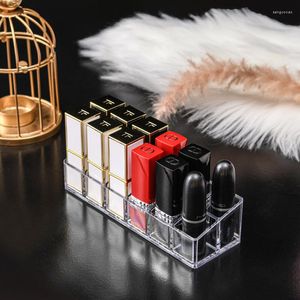 Boîtes de rangement 24 grilles porte-rouges à lèvres transparent acrylique brillant à lèvres rouge à lèvres organisateur et vitrine pour tubes de brillant à lèvres