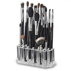 Boîtes de rangement Acrylique Eyeliner Lip Liner Titulaire Organisateur Pinceau De Maquillage 26 Fentes Stylo Cosmétique Planche À Découper Roulant Cuisine Chariot