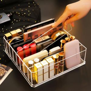 Boîtes de rangement en acrylique, boîte de maquillage, ombre à paupières, organisateur cosmétique, rouge à lèvres, poudre, support de Blush, cloison détachable, bureau