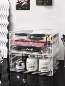 Boîtes de rangement en acrylique, organisateur pour cosmétiques, maquillage, boîte de salle de bain transparente, tiroirs, bijoux, porte-masque, empilable