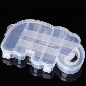 Boîtes de rangement Bacs 20 13 2.5cm Cartoon Elephant Box Clear Plastic Jewelry Réglable Case Organizer Beads LX4655