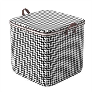 Boîtes de Rangement Poubelles Pied de Poule Vêtements Quilt Bins Conteneur Organisateurs avec Poignée Boîtes de Rangement en Tissu avec Couvercles pour Chambre Placard Penderie P230324