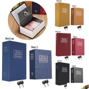 Boîtes de rangement Bacs Sécurité Simation Dictionary Book Case Home Cash Money Jewelry Locker Coffre-fort secret avec serrure à clé Small Mediu Dh10M