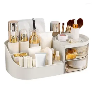 Boîtes de rangement Boîte d'affichage cosmétique Organisateur de maquillage grande capacité Table de soins de soins de la peau à poussière Contruneur de bureau pour le salon