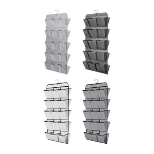 Boîtes de rangement Porte Organisateur de chaussures suspendues grande capacité double face 30 grille sur le rack pour les gants de liens foulards