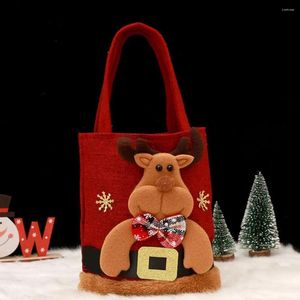 Cajas de almacenamiento Bolsa de bolso temática de Elk Christmas Gran capacidad de gran capacidad con dibujos animados Santa Claus Snow Mann para niños